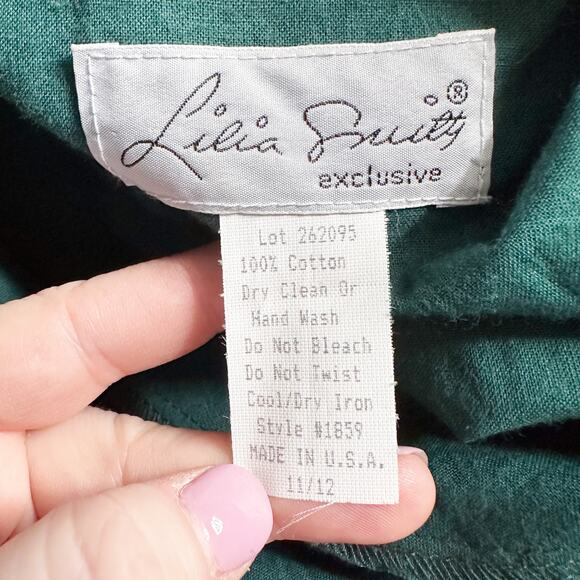 Vintage Lilia Smitty Forest Green Western Midi Dress size 11/12 modern size 8 - Picture 10 of 16